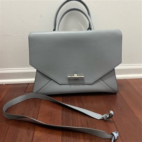 Givenchy obsedia grained leather medium satchel in gray